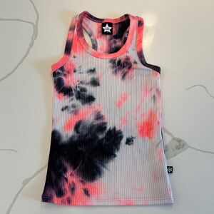 Pixie Lane ribbed racerback tank top neon watermelon black white tie dye 4 🍉🖤